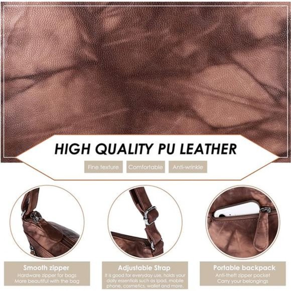 Crossbody Bags for Women PU Leather, Grey - Picture 5 of 7